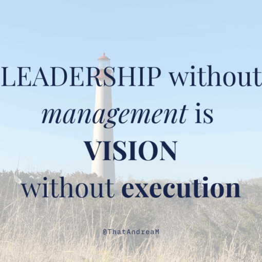Leadership with management is vision without execution